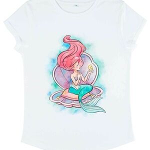Disney White and Pink Mermaid Short Sleeve Tee